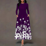 Fongt Fashion Long-Sleeved Print Loose Round Collar Simple Temperament Dress In Autumn 2025