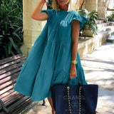 Colors And Six Yards A Lot Of Women's Loose Folds Short-Sleeved Dress Pure