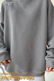 Hoodies Women Vintage Casual O Neck Long Sleeve Letter Sweatshirts Y2K Oversized Pullover Streetwear Female Winter