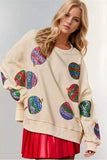 Autumn And Winter Beads Embroidered Fashion Round-Neck Long-Sleeved Sleeves Spliced Christmas Dress