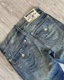 High Street Tide Brand Jeans White Thick Line Giant Buddha Religion Straight Tube-Outfit