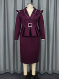 Fongt Fashion Suit Lidance Two Dresses Elegant Wind Professional Commuter High Waist Dress