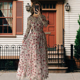 Fongt Sexy Slimming Long Sleeves Long-Sleeved Three-Dimensional Flower Dress In The Summer Of