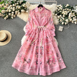 Fongt Court Style Dress Spring Dress Design Retro Print Long High-End Temperament Dress Dress