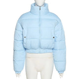 2022 Fall Winter Fashion High Collar Black Blue Coat Casual Parkas Long Sleeve Warm Women's Spring Winter