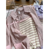 Fongt Collar Long-Sleeved Open Shirt With Thin Sunscreen Women 2025 Spring And Summer New Loose Blue Shirt