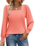 Fongt And Autumn 2025 New Striped Side-Laceed Leaf Cuff Bubble Long Sleeve T-Shirt