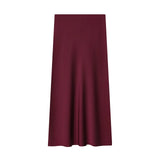 Fongt New Fashion Temperament Silk Hyssy Texture Simple Straight Fan Flute Skirt 8534855