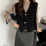 Fongt Vest Knitting Small Short Coat 2023 Spring And Autumn New Wearing Sleeveless Sweater Open Shirt Shoulder