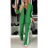Fongt Spring And Autumn New Women's Long Sleeves Clip Casual Suit Set Two-Sleeve