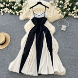 Fongt Elegant Sexy Sling Dress Women's Holiday Wind Waist Lotle Side Dress Dress Dress