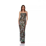 High-Quality Fashion Picture Color Palette Shoulder Flowers Long Bag Ass Dress Evening