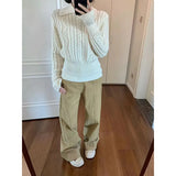 Fongt Hollow Capped Linen Cashmere Sweater In Autumn And Winter To Show Thin Soft Glutinous Inside Knitted Shirt Top