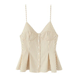 Fongt Buckle Swing 2025 Wide Short Female Vest Open Back Sexy Sling Skirt V-Neck Summer