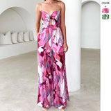 Fongt Sale Of New Casual Jumpsuit Print Sling Straps Bow Jumpsuit Women