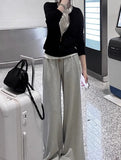 Fongt Niche Thin Temperament Zipper Loose Knitted Jersey Spring And Autumn Black Coat Woman