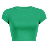 Fongt Women's Summer Solid Color Multi-Color Short Fashion T-Shirt Acceptable With A