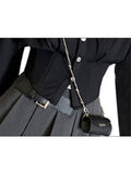 Women 2 Piece Sets Black vintage Gothic Chiffon Fishtail Shirt Sexy Skirt Female Slim Grey Pleated Skirts 2023 Autumn