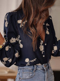 Fongt Spring And Summer New Women's Shirt Women's Long-Sleeved Embroidered Chiffon Shirt Top