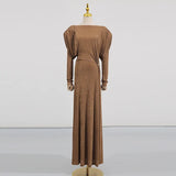Fongt Design Dress Women 2025 Spring And Autumn New Folded Kinesi Advanced Long Sleeve Long