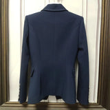 QUALITY 2023 Designer Blazer Jacket Women's Double Breasted Shell Buttons Contrast Top stitching Slim Fitting