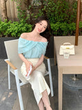 Fongt Xixi 2025 Summer New French Temperament Flower Design Chiffon Collar Short-Sleeved Blouse 89377