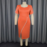 Fongt African Plus-Size Temperament Women's Dress Elegant Style Lead Pearl Open-Fork Dress Dress