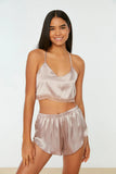 detailed Crop satin pajama