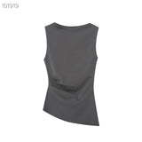 Fongt Women's Dressed Type Shipnecked Folded Vest White 2025 New 4424311