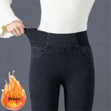 Thicken Skinny Denim Pencil Pants Women Casual Plush Velvet Lined Warm Jeans New High Waist Korean Warm Stretch
