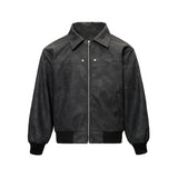 Fongt Collar Leather Jacket Men Spring And Autumn Free To Do Old Couple Work Clothes Pu Leather Jacket