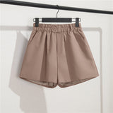 Fongt And Summer Slim Show Thin Shorts Female Blue New 2024 Korean Version Design Sense Casual A Word Wear Wide-Leg Pants-Outfit