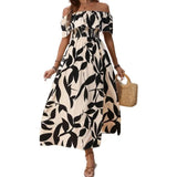 Fongt Summer New Sexy Body-Print Shoulder Dress