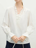 Fongt Temperament Lace Lace V-Neck Shirt Women's Spring 2025 Design Sense Niche Elegant Loose Coat