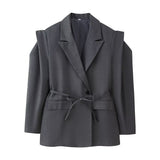 Fongt New Fashion Temperament Pad Long Sleeves Waistband Strap Shoulder Suit