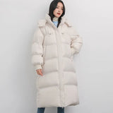 Women Down Coat Long Hooded Female Thick Jacket Office Lady Fashion Concise Loose Solid Casual All-Match Korean