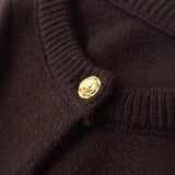 Fongt 2025 New Women's Gold Buckle Pocket Dress Short Long-Sleeved Knitted Jacket