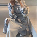 French Temperament High Waist Slim Criss-cross Shirt Dress Women Turn-Down Collar Single-Breasted Long Vestidos