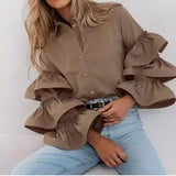 Fongt Design Feels White Lotus Leaf-Side Shirt 2025 Autumn And Winter New Casual Temperament