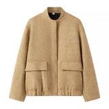 Fongt Women's Explosive Beads Decorated With Small Collar Jacket Jacket