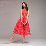 Dress Sleeveless O-neck Vestidos Women Elegant Thin Dot Printing Mid-Calf Casual Dress Female 2023 Summer New-Outfit