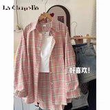 Fongt Blue Shirt Coat Women's Top 2025 Spring And Autumn New High-End Feel French Chic Loose Plaid