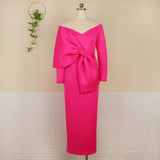 Fongt Deep V Bow High-Waisted Ass Party Big-Size Women's Dress Dress