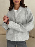 Fongt Women's Spring And Autumn Hot Casual Zipper Loose Knitted Shirt Coat Small Scent