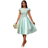 Fongt New Round-Neck Rose-Tieed Bridesmaid Dress Bow Tie Elegant Party Dress Dress Dress