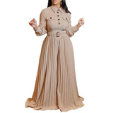 Long-sleeved Casual Loose Pleated Wide-leg Belt