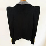 QUALITY 2023 Newest Fashion Show Designer Jacket Women's Stylish Peak Shoulder Strass Diamonds Beaded