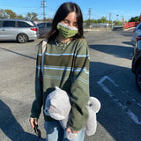 Patchwork Striped Knit Sweater-Outfit
