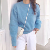 New 2022 Knitted Mink Cashmere Oversized Warm Elegant Fashionable Autunm Winter Women Sweater Pullovers Tops