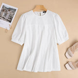 Tops 2022 VONDA Holiday Bohemian Women Casual Tops Casual Short Sleeve Pleated Ruffled Blouse Blusas